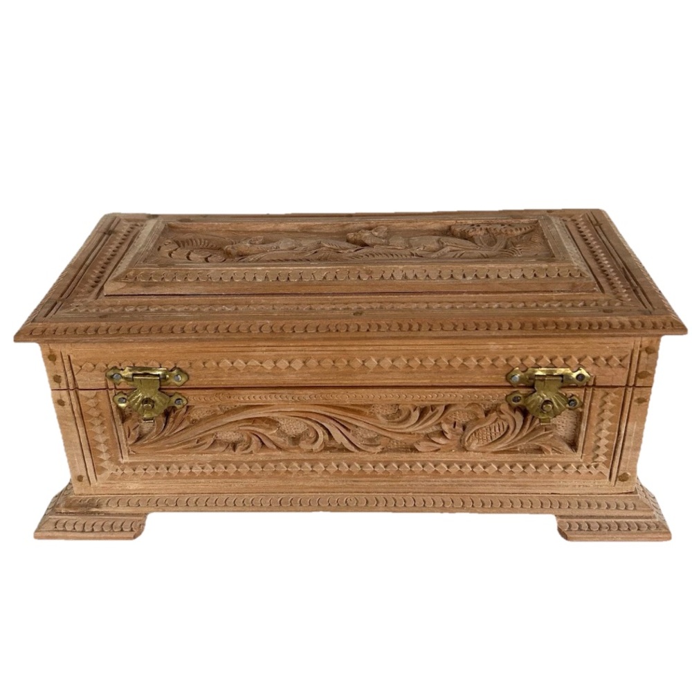 Intricately Carved Wooden Box